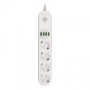Prelungitor cu protectie Serioux, 4 prize schuko, input 100-240V, 50- 60Hz, output (Total): 2500W - 10A, 4 porturi USB, 4 portur