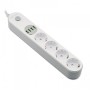 Prelungitor cu protectie Serioux, 4 prize schuko, input 100-240V, 50- 60Hz, output (Total): 2500W - 10A, 4 porturi USB, 4 portur