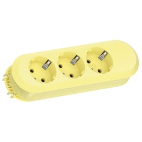 Prelungitor Bachmann SMART 3xCEE7/3, fara intrerupator, lungime cablu 1.5m, H05VV-F 3G1.5 Lemon Yellow nedemontabil