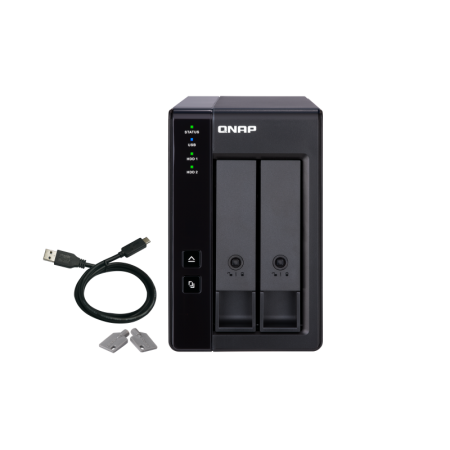 Extensie USB QNAP TR-002 2-Bay, 2.5/3.5 SATA 6Gbps HDD (neincluse), 1xUSB3.11 (type-c), tower, PSU adaptor 36W, garantie 2 ani