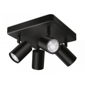 Spot LED RGB WiZ Imageo SQ, Wi-Fi, Bluetooth, control vocal, 4xGU10, 4x5W, 1380 lm, lumina alba si color (2200-6500K), IP20, 12.