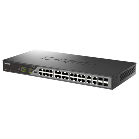 D-Link Switch DSS-200G-28MP,24 x 10/100/1000 Mbps PoE, 4 x Combo 1000 Mbps, Switching Capacity:56 Gbps, Forwarding Rate: 41.67 M