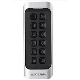 Cititor card cu tastatura Hikvision DS-K1107AMK, citeste carduri Mifare 13.56 MHz, distanta citire: ≤ 50 mm, RS-485, Wiegand (W2