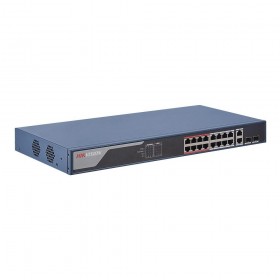 Switch 16 porturi POE Hikvision DS-3E1318P-EI, L2, Smart Managed, 16 × 100 Mbps PoE RJ45 ports si 2 × porturi gigabit, Putere Po