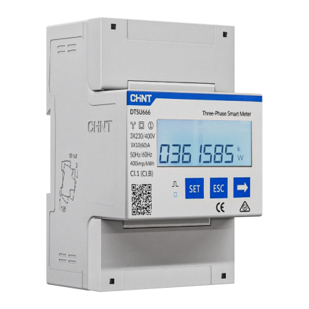 Controler solar cu masurare bidirectionala, nJoy Smart Meter DTSU666 trifazic, Ecran LCD, Instalare pe sina tip DIN