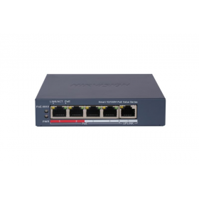 Switch PoE Hikvision DS-3E1105P-EI/M: 4 × 10/100 Mbps PoE port,1 × 10/100 Mbps RJ45 port, 4 porturi PoE maxim 30W,  buget PoE 45