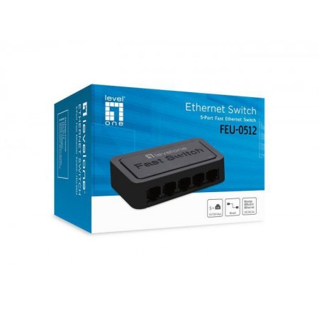 LevelOne FEU-0512 5-Port Fast Ethernet Switch, 88 x 52 x 21 mm