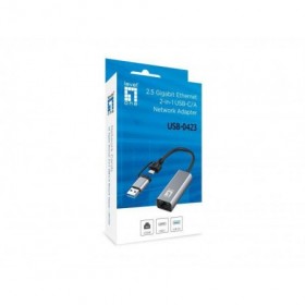 LevelOne USB-0423  2.5 Gigabit Ethernet 2-in-1 USB-C/A Network Adapter, 59 x 25 x 14 mm