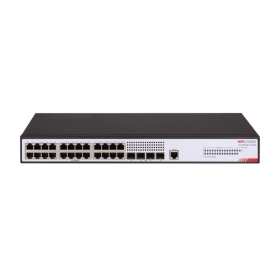 Switch Hikvision DS-3E2528-HI-24T4F: 24 × Gigabit RJ45 port,4 × Gigabit fiber optical port, capacitate: 56 Gbps, alimentare: AC：