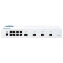 Switch QNAP M408S CPU Marvell 98DX3236, 8 porturi 1Gbps, 4 porturi 10GbE SFP+, destkop, web-managed, adaptor alimentare, garanti