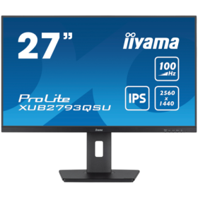IIYAMA Monitor LED XUB2793QSU-B7 27" IPS 2560 x 1440 @100Hz 300 cd/m² 1300:1 1ms HDMI DP USB Hub 3.2 height, swivel, tilt, pivot