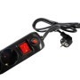 PRELUNGITOR SPACER, Schuko x 5, conectare prin Schuko (T), USB x 2, cablu 1.8 m, 16 A, max. 3500W, protectie supratensiune, negr