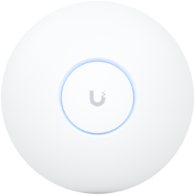 Ubiquiti U7-Pro-Max Ceiling-mounted WiFi 7 AP with 8 spatial streams, 6 GHz support, and a dedicated spectral scanning engine fo