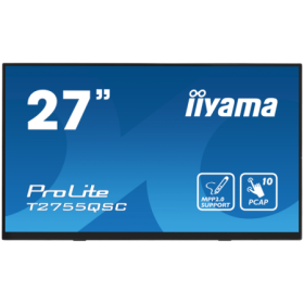 IIYAMA Monitor LED T2755QSC-B1  27” Optical Bonded PCAP 10pt IPS Edge to edge glass 2560 x 1440 @75Hz 400 cd/m² HDMI DP USB Hub 