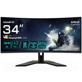 Gigabyte G34WQCP gaming monitor diagonala 34", 797.22 x 333.72 mm, Non-glare type, Rezolutie: 3440 x 1440, Luminozitate: 350 cd/