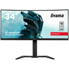 IIYAMA Monitor GCB3481WQSU-B1 Gaming 34" VA Curved 3440 x 1440 @180Hz  21:9 420 cd/m² 4000:1 0.4ms 2xHDMI USB Hub height, tilt