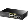 CUDY 8-Port 10/100M PSE RJ-45  +2 RJ45 10/100M Uplink Port Unmanaged PoE+ Switch, CCTV/VLAN/Watchdog ON/OFF Switch(New version),