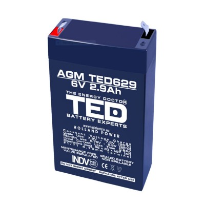 Baterii si acumulatori BATERIE AGM TED629F1 6V 2.9Ah TED