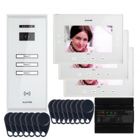 ELECTRAVideointerfon Electra Extra 7” pentru 3 familii montaj aparent - alb