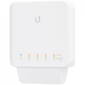 Ubiquiti network switch, 5 RJ45 Gigabit Ethernet ports, 1 PoE input and 4 PoE output links