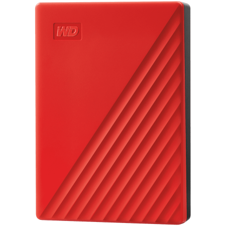 HDD Extern WD My Passport 4TB, 256-bit AES hardware encryption, Backup Software, Slim, USB 3.2 Gen 1 Type-A up to 5 Gb/s, Red