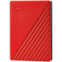 HDD Extern WD My Passport 4TB, 256-bit AES hardware encryption, Backup Software, Slim, USB 3.2 Gen 1 Type-A up to 5 Gb/s, Red