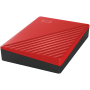 HDD Extern WD My Passport 4TB, 256-bit AES hardware encryption, Backup Software, Slim, USB 3.2 Gen 1 Type-A up to 5 Gb/s, Red