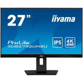 IIYAMA 27" ETE IPS-panel, 3840x2160 UHD, 4ms, 15cm height adj. stand, 300cd/m², DVI, HDMI, DisplayPort, Speakers, USB-HUB 2x 3.0