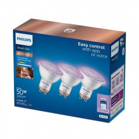 3 Becuri LED RGB inteligente Philips Spot PAR16, Wi-Fi, GU10, 4.7W (50W), 345 lm, lumina alba si color (2200-6500K)