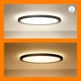 Plafoniera LED RGB WiZ SuperSlim, Wi-Fi, control vocal, 22W, 2600 lm, lumina alba si color (2200-6500K), IP20, 43cm, Negru