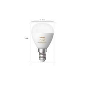 2 Becuri LED inteligente Philips Hue P45, Bluetooth, E14, 5.1W, 470 lm ,lumina alba (2000-6500K)