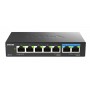 D-Link switch DMS-107, 7 porturi, Standarde si protocoale: IEEE 802.3 10BASE-T,  IEEE 802.3u 100BASE-TX,  IEEE 802.3ab 1000BASE-