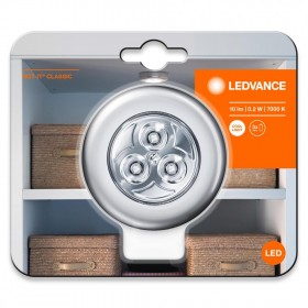 Lampa LED portabila pe baterii 3xLR3 incluse Ledvance DOT-it CLASSIC, 0.2W, 10 lm, lumina rece (7000K), IP20, Argintiu