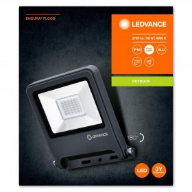 Proiector LED Ledvance ENDURA FLOOD, 30W, 220-240V, 2700 lm, lumina neutra (4000K), IP65, 193x170x39mm, aluminiu, Gri