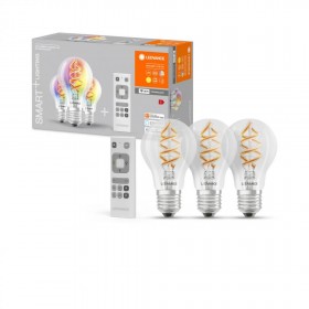 Pachet 3 Becuri LED RGB inteligente Ledvance SMART+ WiFi Filament Multicolour A, E27, 4.5W (30W), 300 lm, lumina alba si color (