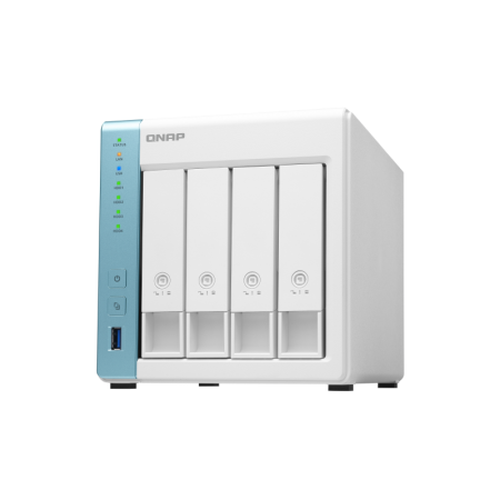 NAS QNAP 431K 4-Bay cu licenta Acronis inclusa, CPU Annapurna Labs Alpine AL-214 1.7GHz Quad Core, RAM 1GB, 2.5"/3.5" SATA 6Gbps