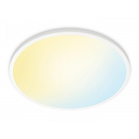 Plafoniera LED WiZ SuperSlim, Wi-Fi, control vocal, 22W, 2450 lm, lumina alba (2700-6500K), IP20, 43cm, Alb