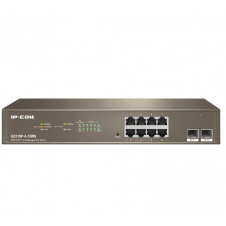 IP-COM 8-Port Gigabit Ethernet managed switch, G3310P-8-150W Network standard: IEEE 802.3, IEEE 802.3u, IEEE 802.3ab, IEEE 802.3