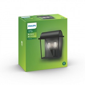 Aplica pentru exterior Philips Harvest UP, 2xE27, max 2x42W, IP44, 127x208x229mm, Negru