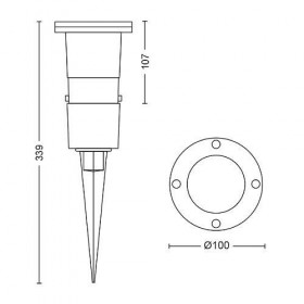 Spot LED pentru exterior cu spike Philips Puled Spike, 1xGU10, 5W (50W), 395 lm, lumina calda (2700K), IP44, 97x97x105mm, Negru