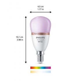 Bec LED RGB inteligent Philips Bulb P45, Wi-Fi, Bluetooth, E14, 4.9W (40W), 470 lm, lumina alba si color (2200-6500K)