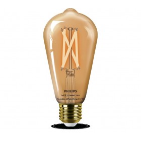 Bec LED inteligent vintage (decorativ) Philips Filament Bulb Amber ST64, Wi-Fi, Bluetooth, E27, 7W (50W), 640 lm, lumina alba (2