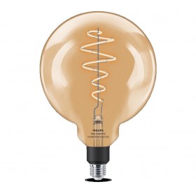 Bec LED inteligent vintage (decorativ) Philips Filament Globe Clear G200, Wi-Fi, Bluetooth, E27, 6.7W (40W), 470 lm, lumina alba