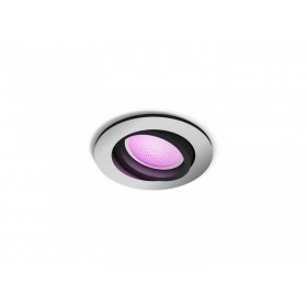 Spot LED RGB incastrat Philips Hue Centura, Bluetooth, GU10, 5.7W, 350 lm, lumina alba si color (2000-6500K), IP20, 9cm, Arginti